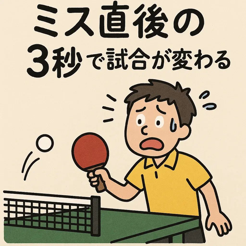 卓球の試合でミスを引きずり頭を抱える選手