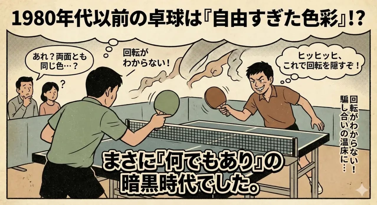 同色ラバーを両面に貼ったラケットで反転戦術を仕掛ける卓球選手のイメージ