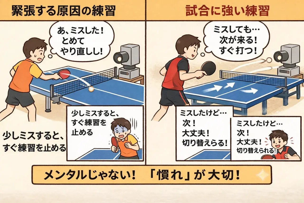 試合中の判断と次の配球を考える卓球選手