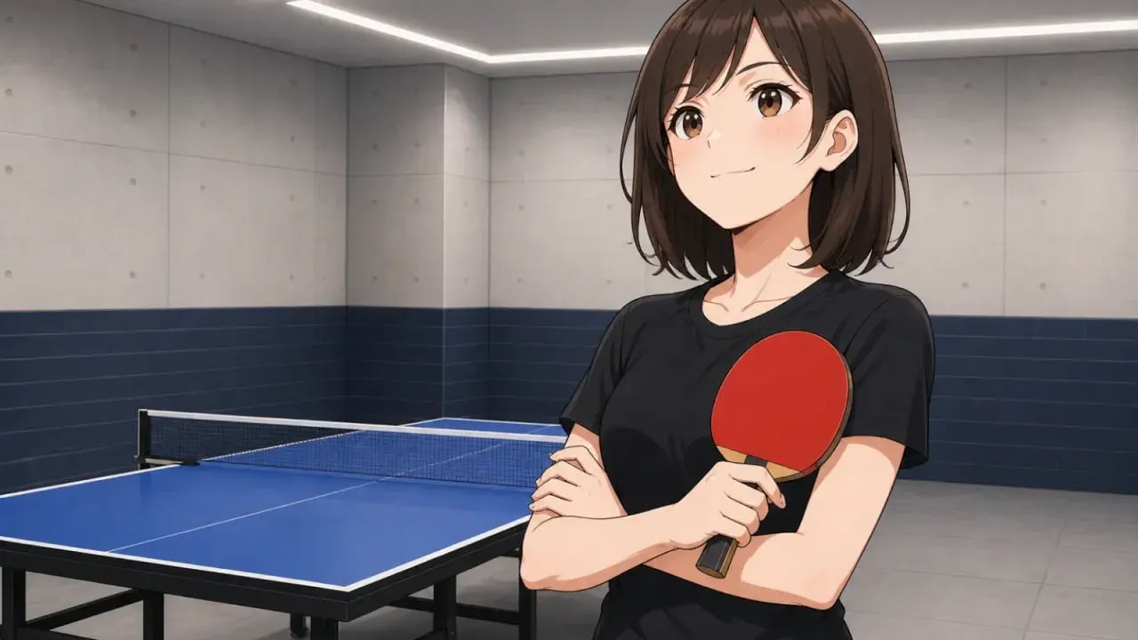 試合展開を見据える卓球選手