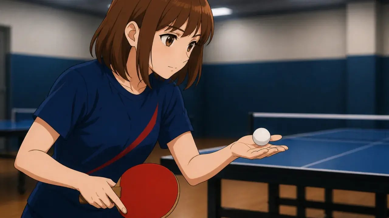 ボールを手のひらに乗せてサーブ準備するプレーヤー