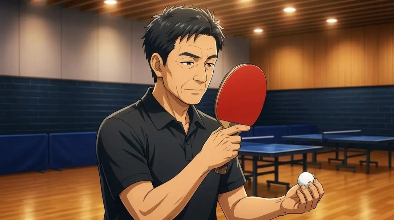 ラケット面の角度を見ながら使うサーブを選ぶ選手