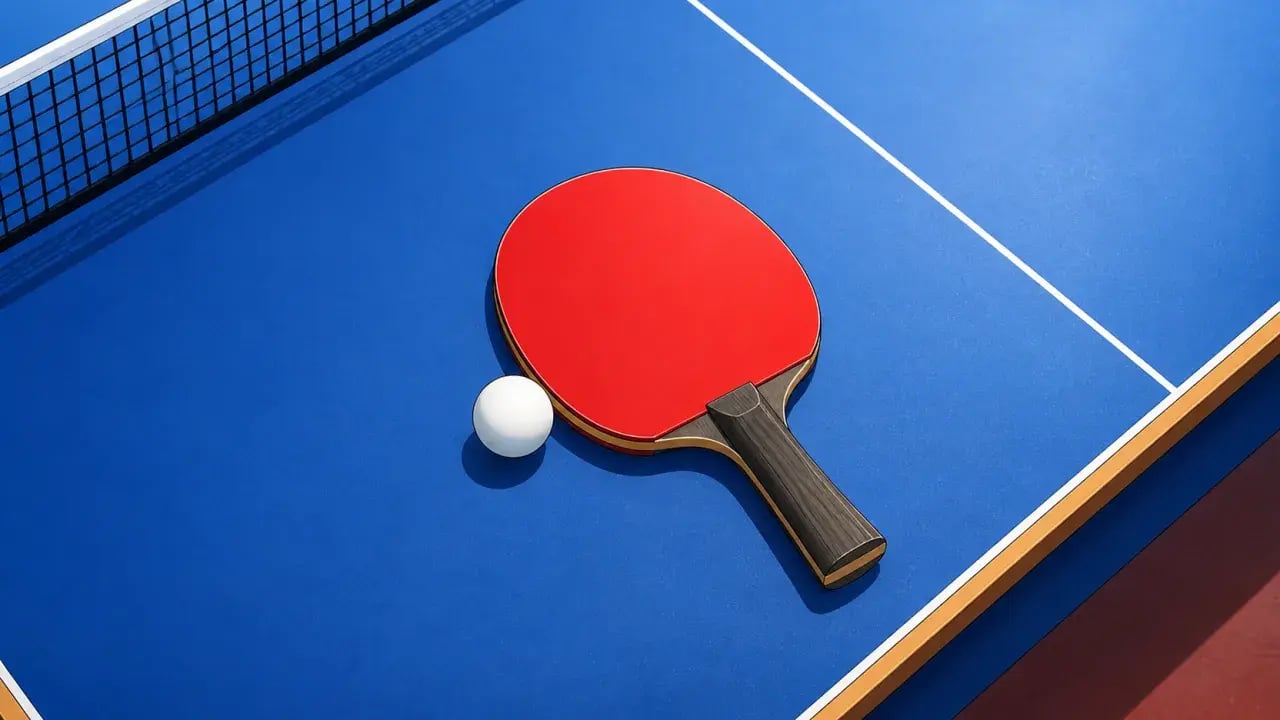 卓球台に置かれたラケット