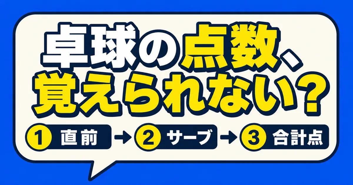 卓球の点数の数え方とサーブ交代・コールの覚え方を示したキービジュアル