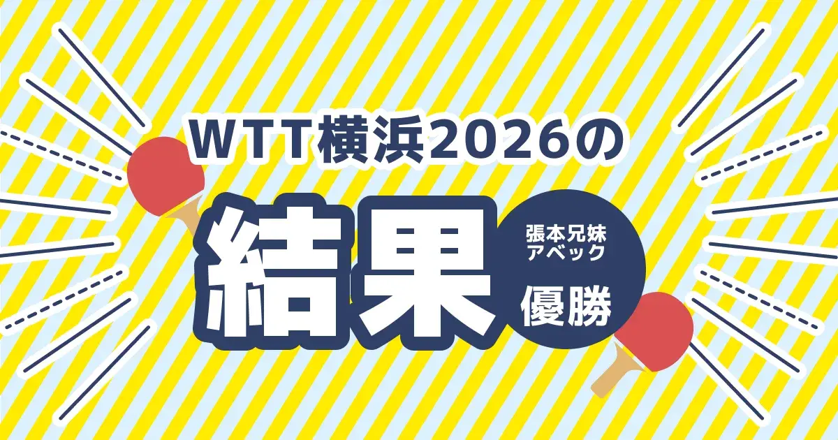 WTTチャンピオンズ横浜2026で張本智和と張本美和が優勝した結果をまとめたキービジュアル
