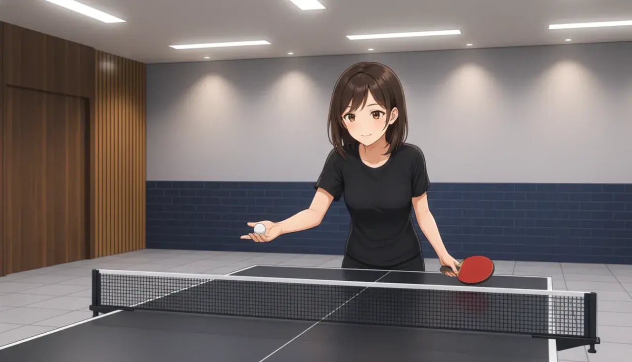 手のひらに白球を乗せ、コースを考えながらサーブを準備する女性プレーヤー