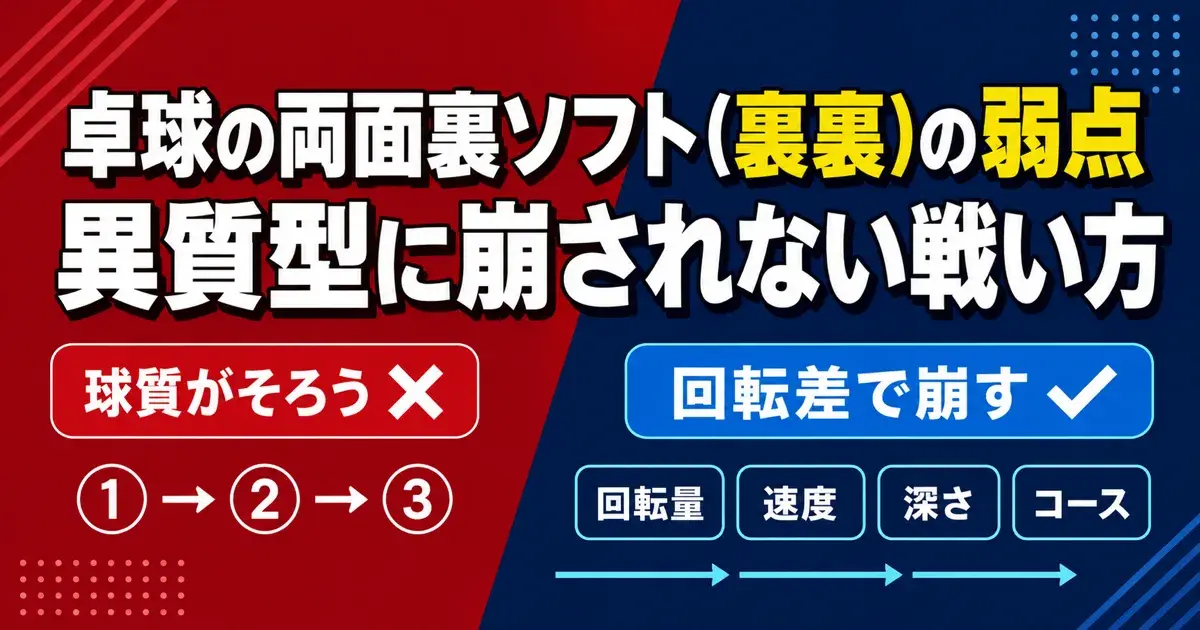 両面裏ソフトの弱点と異質型に崩されない戦い方を示したキービジュアル